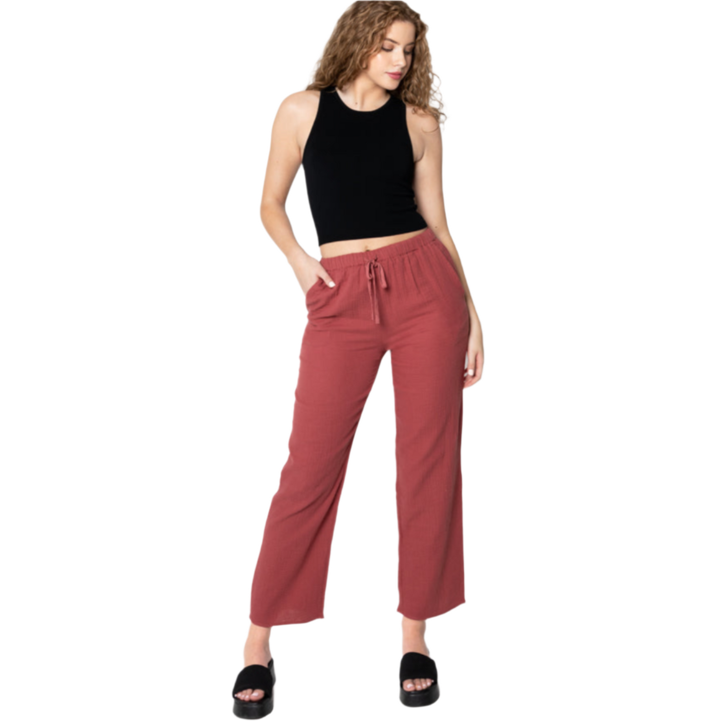 C'est Moi - Tie Front Cropped Pants