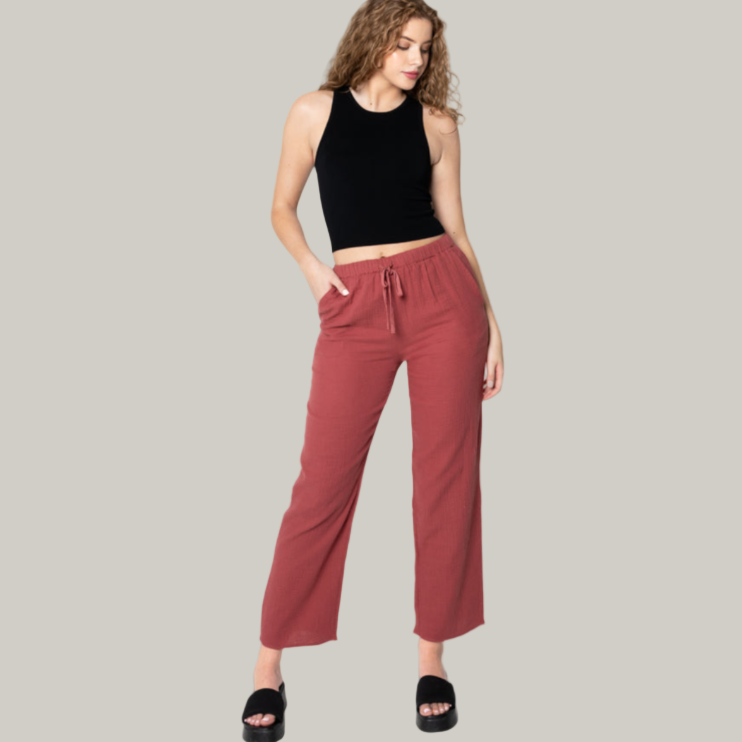 C'est Moi - Tie Front Cropped Pants