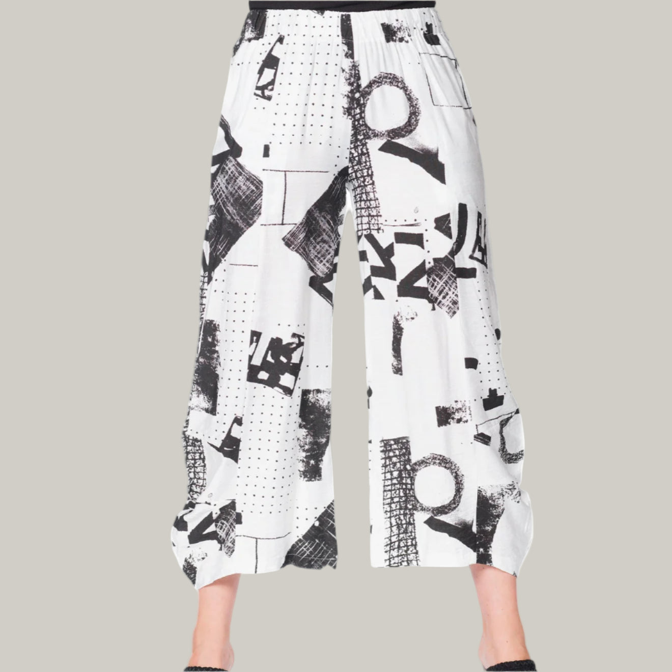 Minkas - Patterned Wide Leg Pants