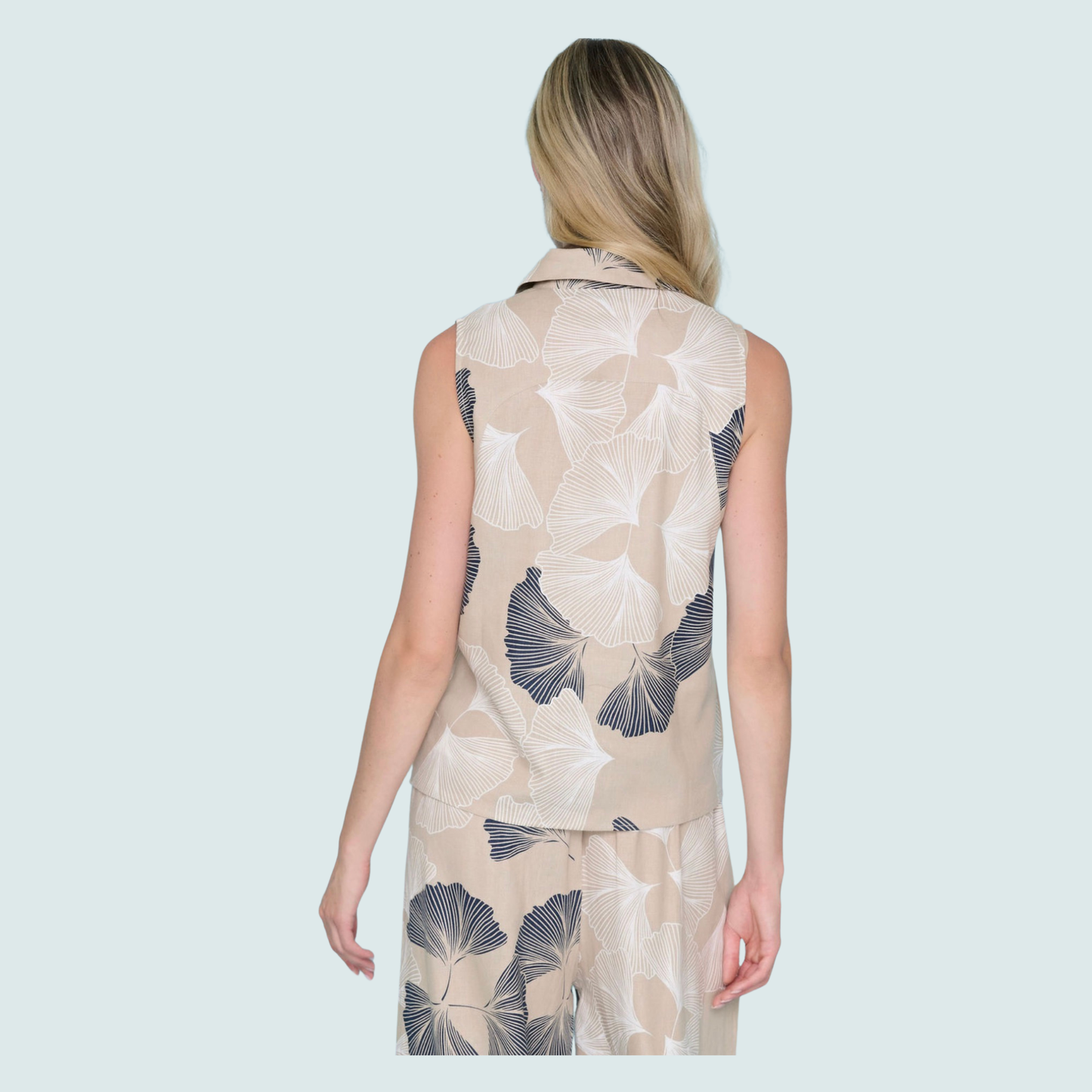 Picadilly - Sleeveless Button Front Shirt