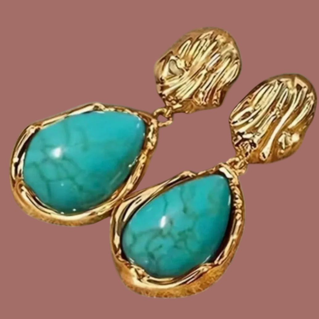 Audrey's - Turquoise Teardrop Sculpted Drop Earrings