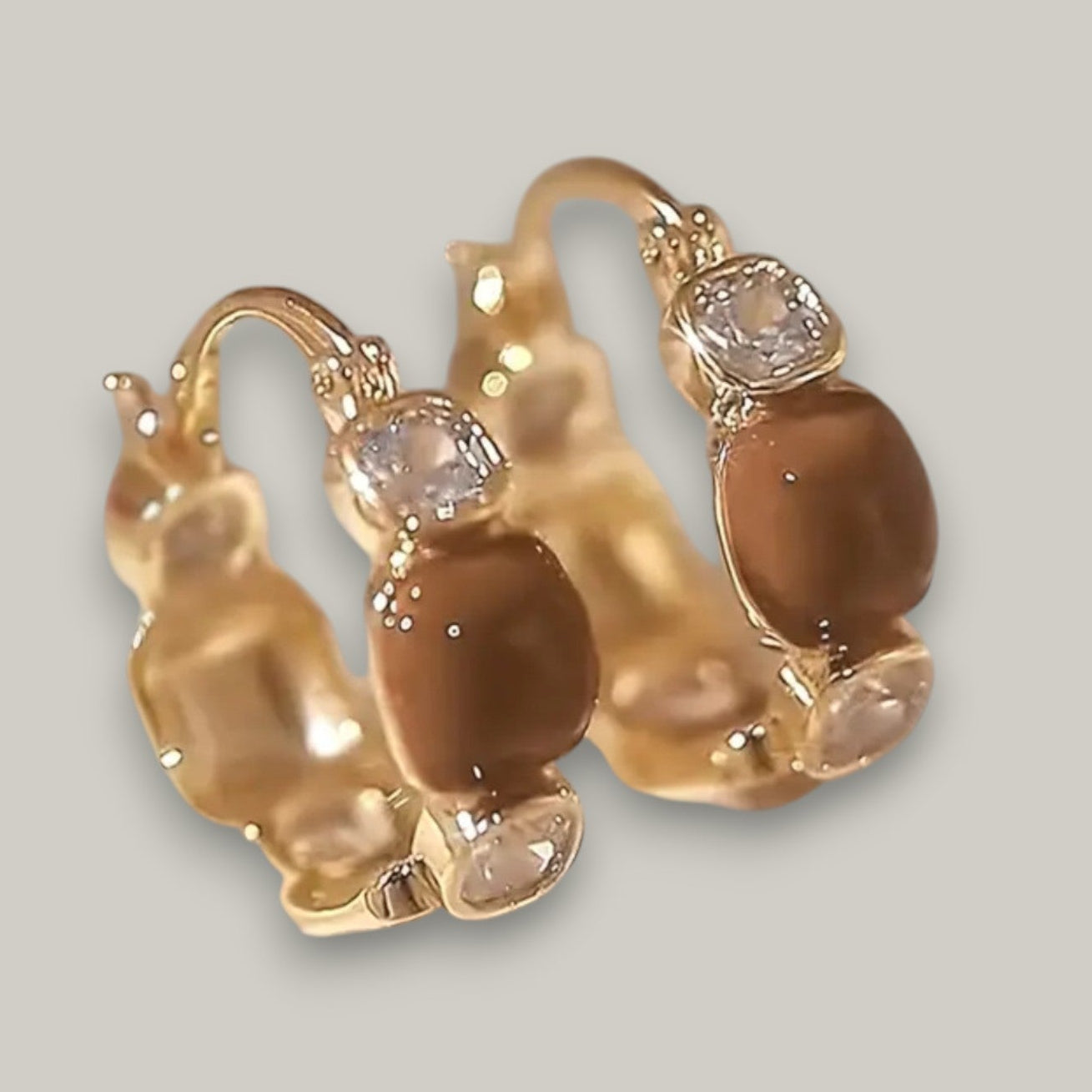 Audrey's - Golden Earth Stone Hoops