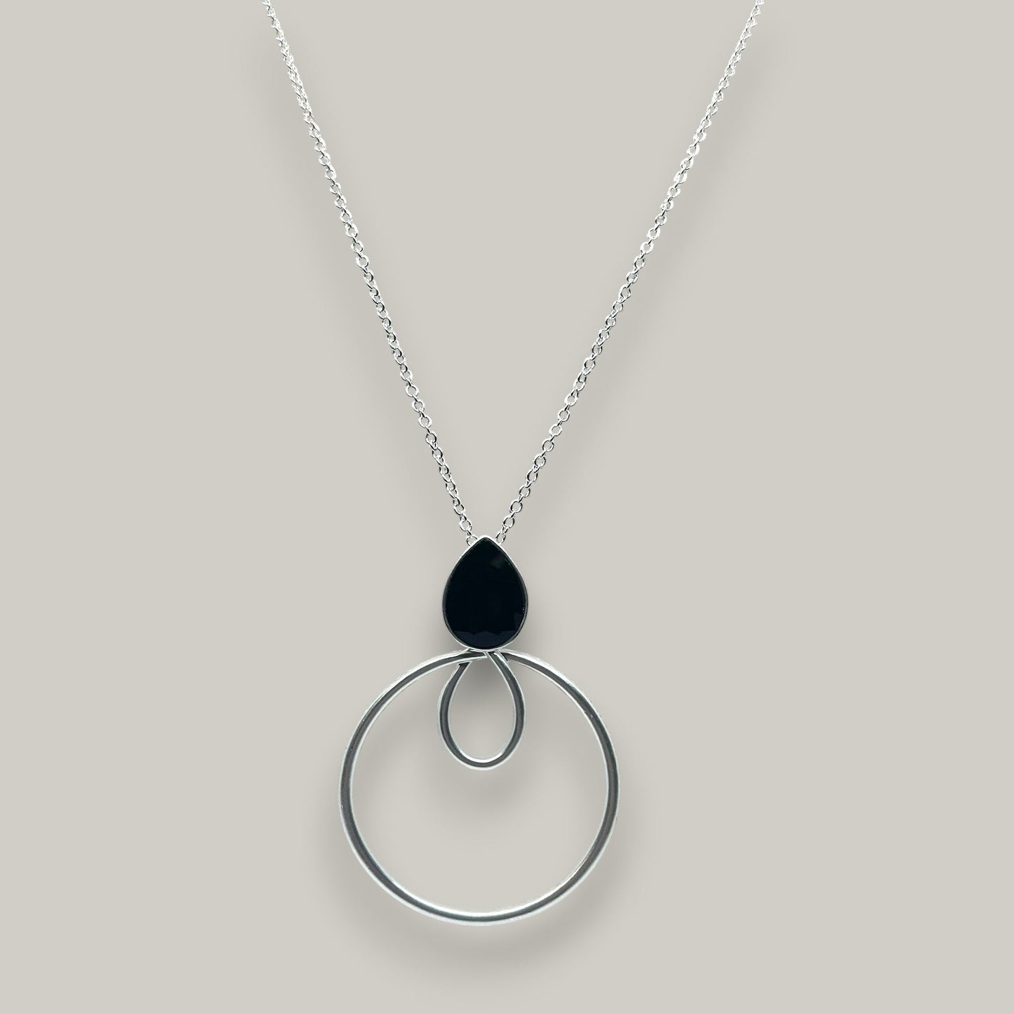 EL-KA - Black Teardrop Circle Necklace