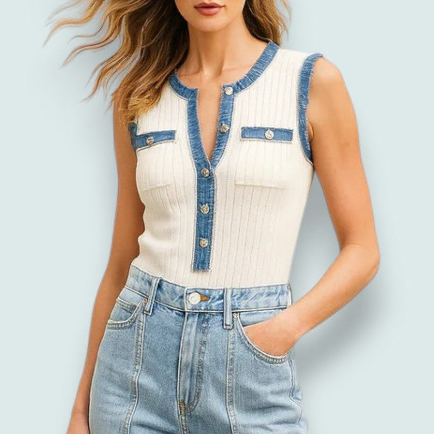 Orly - Coastal Contrast Knit Tank Top