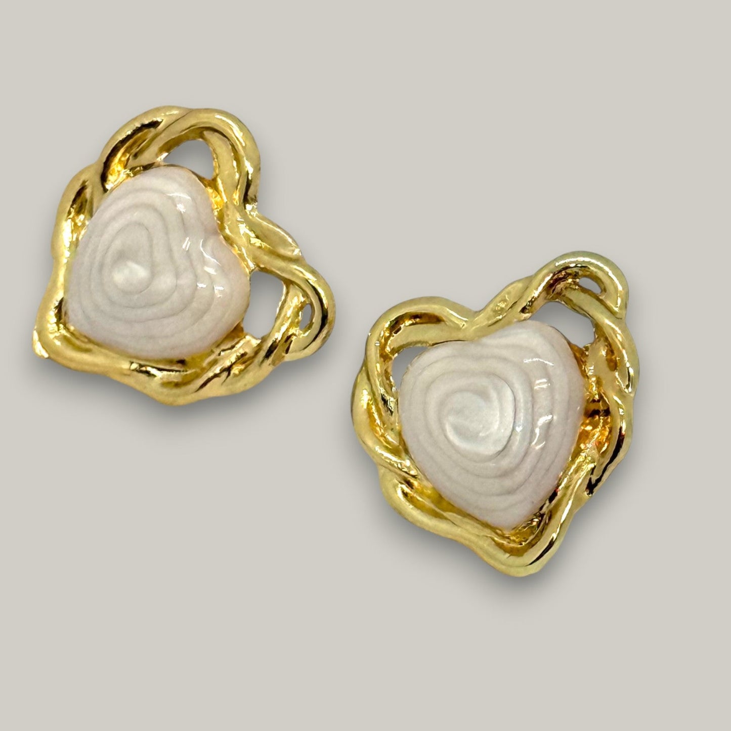 Audrey's - Ivory Heart Embrace Studs