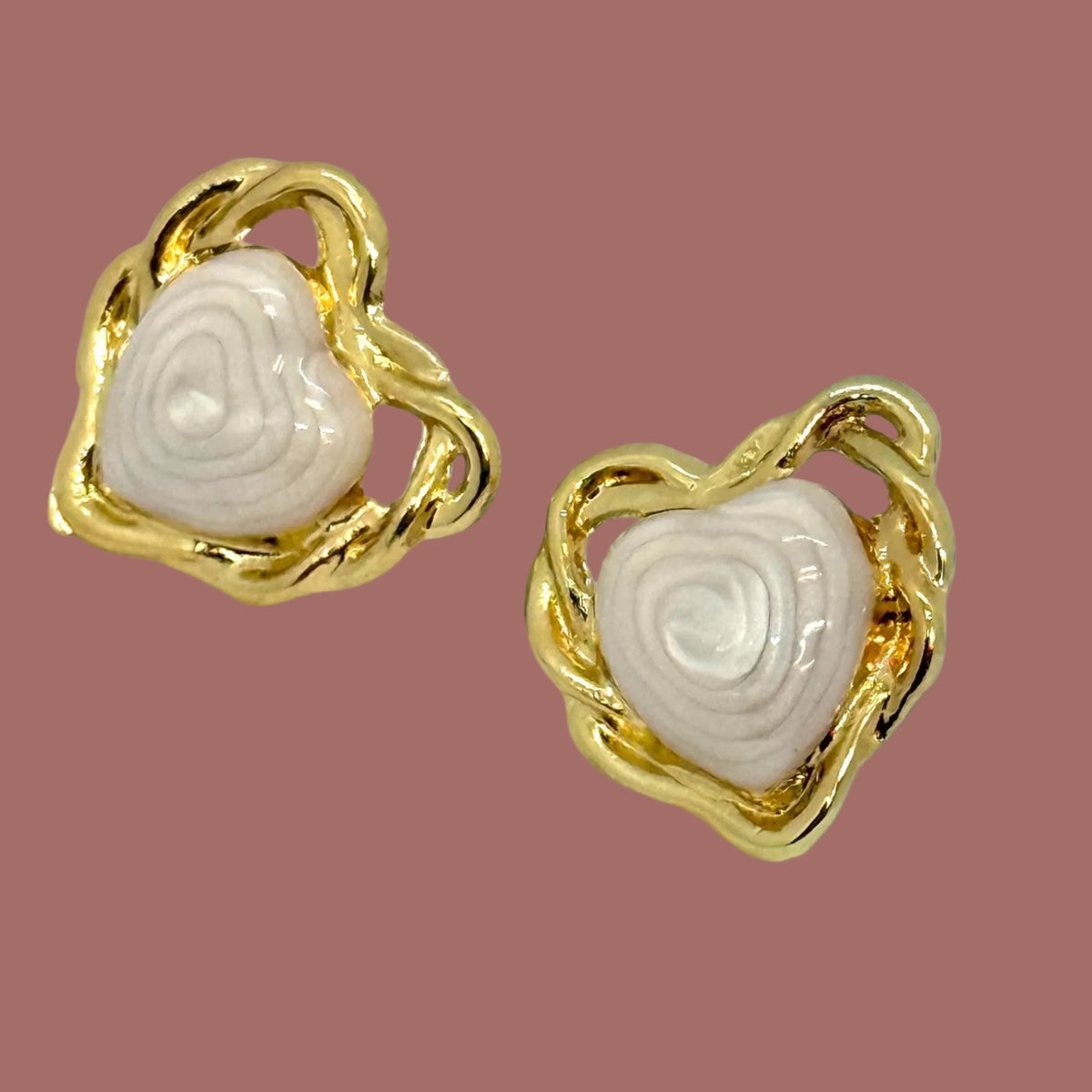 Audrey's - Ivory Heart Embrace Studs
