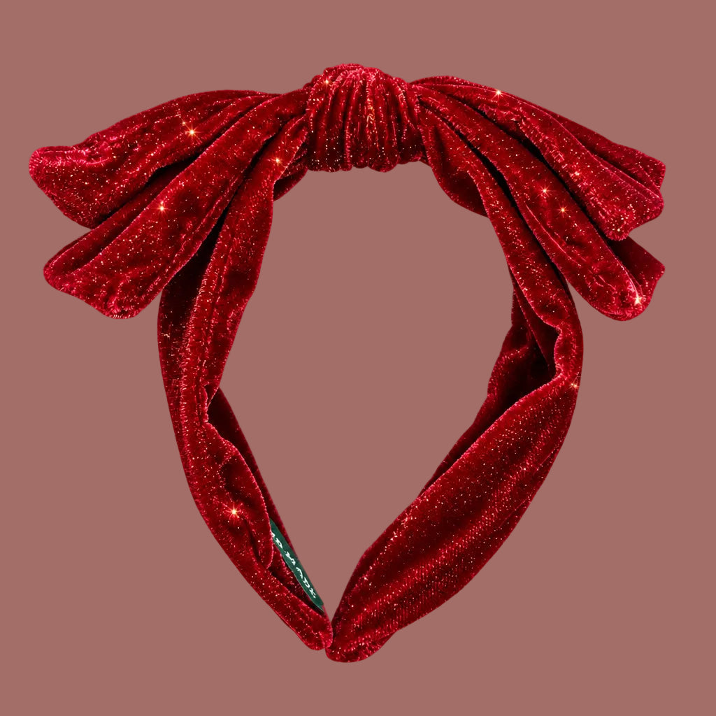 Jacqueline Kent - Red Velvet Sparkle Bow Headband