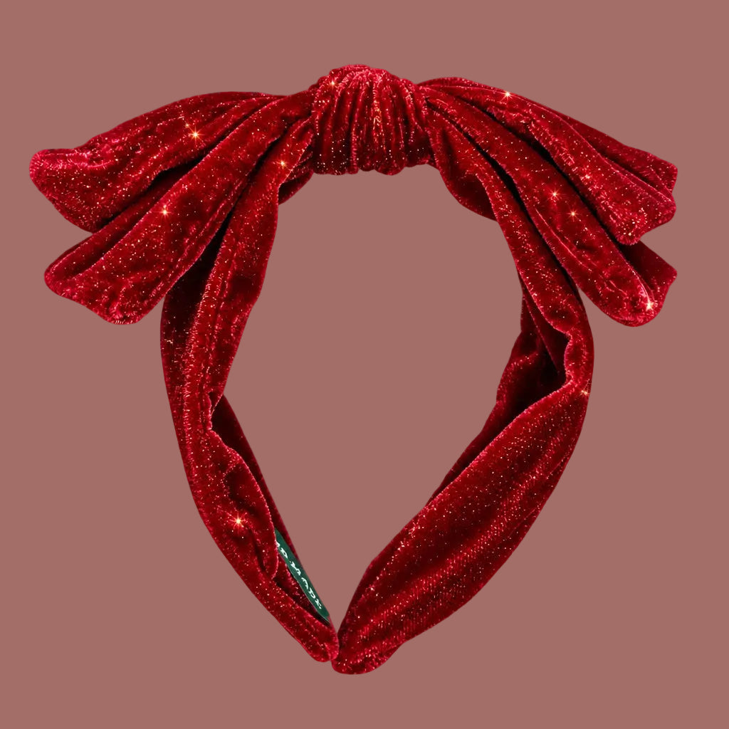 Jacqueline Kent - Red Velvet Sparkle Bow Headband