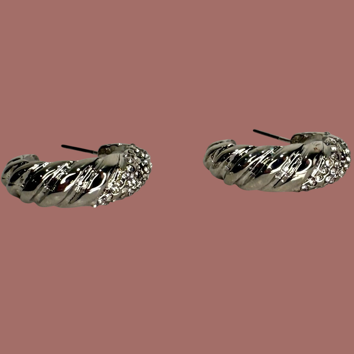 EL-KA - Crystal Twist Hoop Earrings