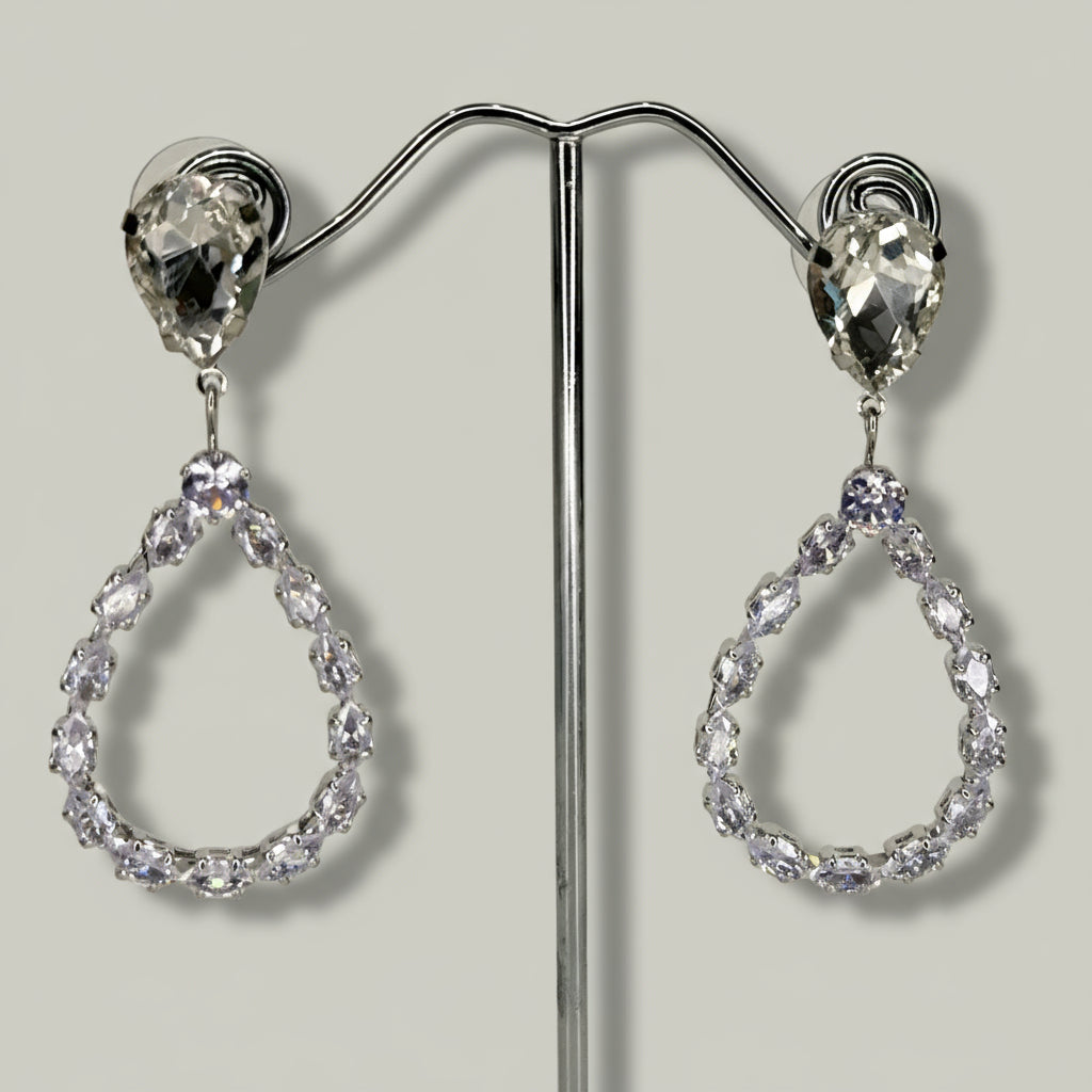 EL-KA - Crystal Teardrop Loop Earrings