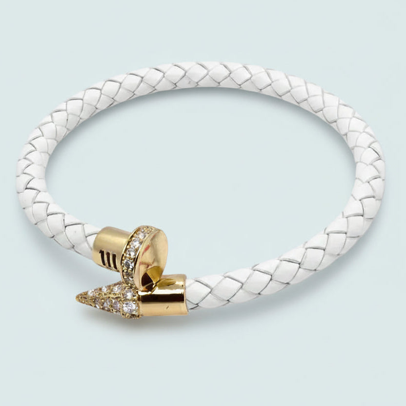 Jacqueline Kent - White Braided Flex Nail Bracelet