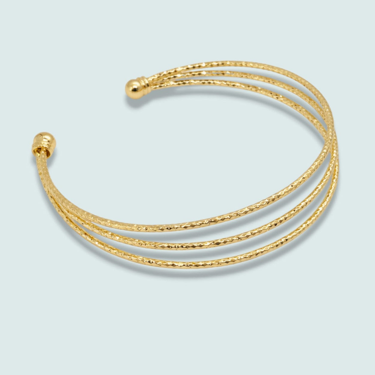 Jacqueline Kent - Triple Strand Textured Gold Cuff Bracelet