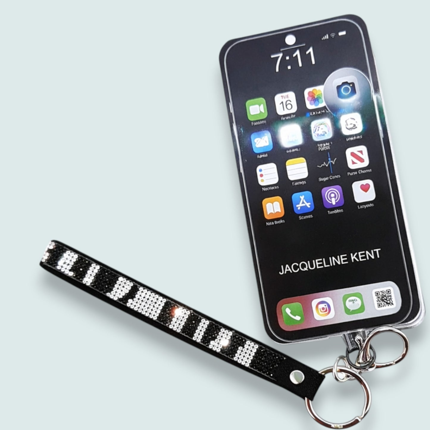 Jacqueline Kent - Black Crystal Phone Wrist Lanyard