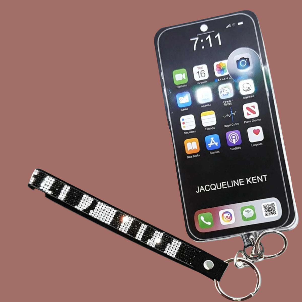 Jacqueline Kent - Black Crystal Phone Wrist Lanyard