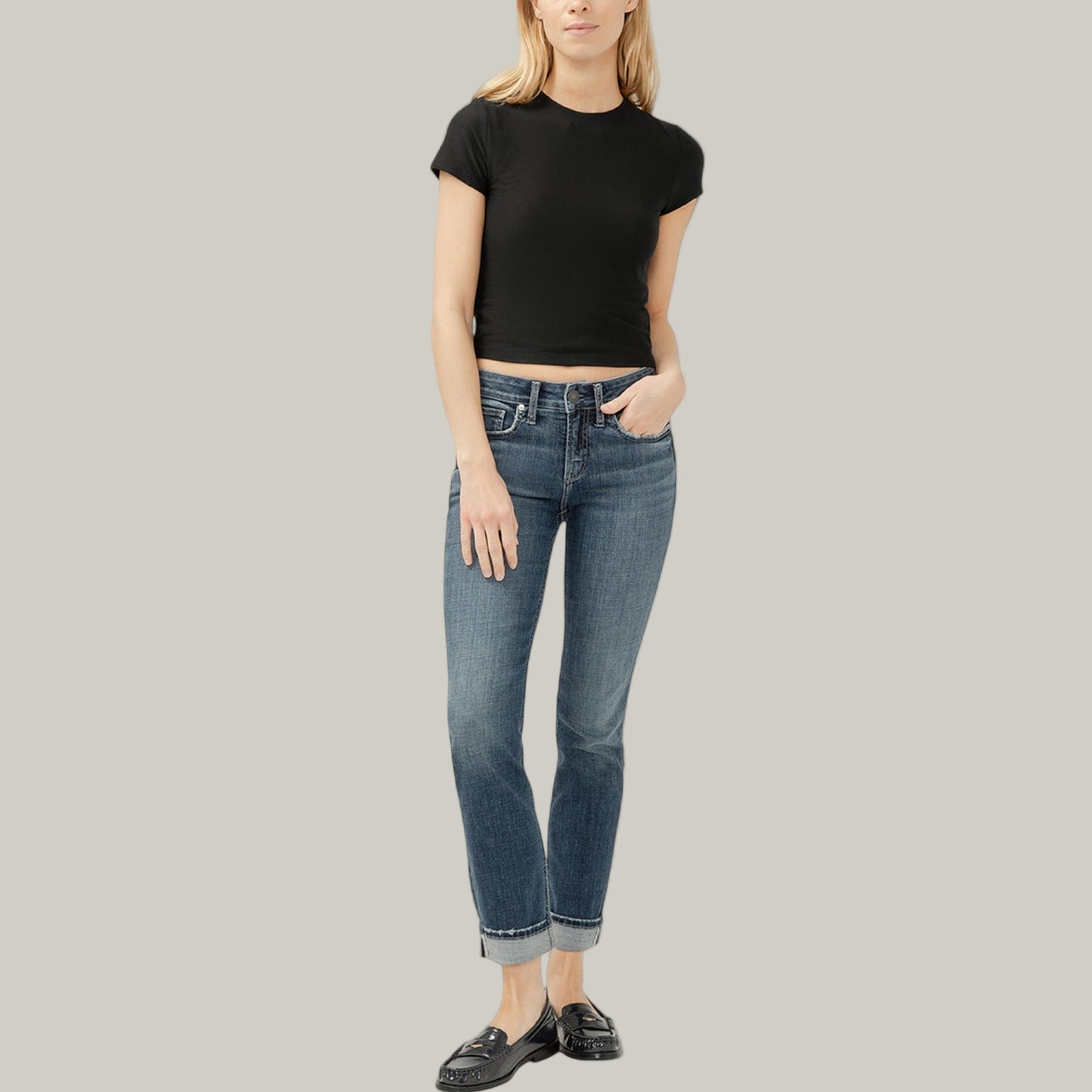 Silver Jeans - Suki Mid Rise Straight Leg Luxe Stretch Jeans