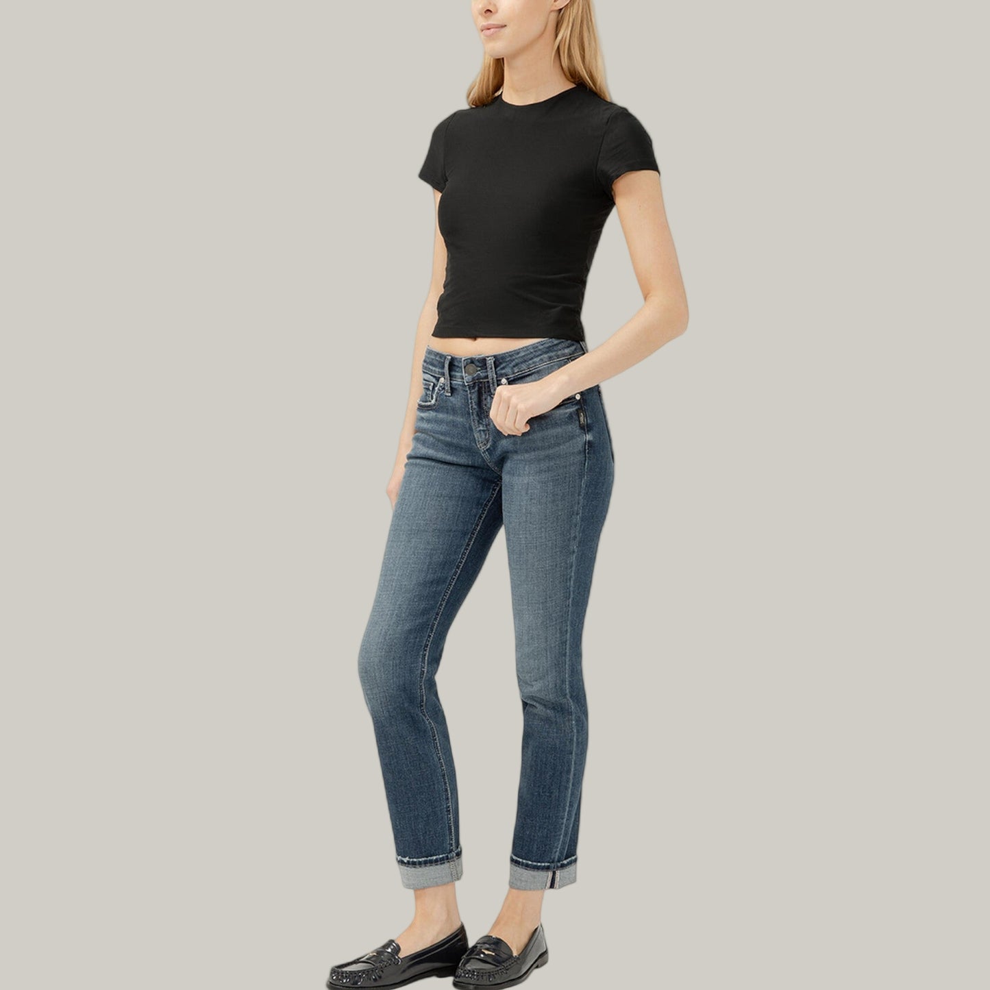 Silver Jeans - Suki Mid Rise Straight Leg Luxe Stretch Jeans