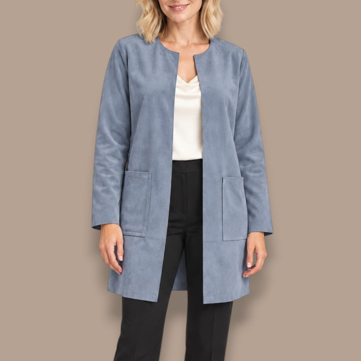 Tango Mango - Collarless Open-Front Longline Jacket
