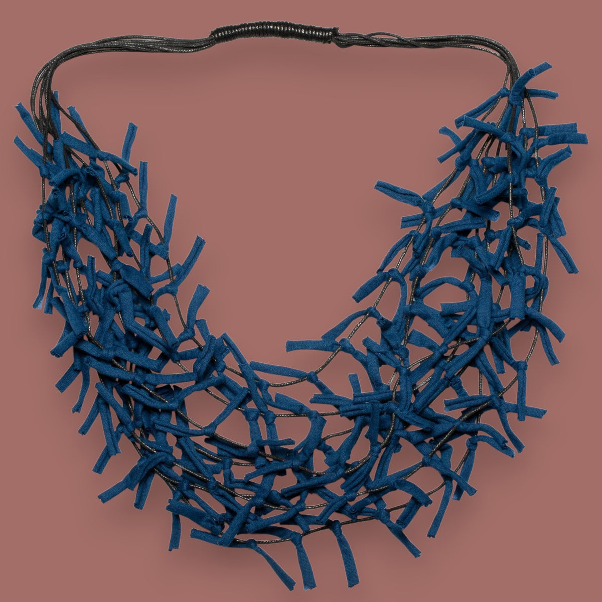 Suzie Blue - Multi Strand Knotted Fabric Necklace