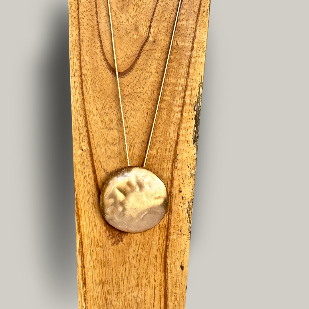 Red Coral - Solid Circle Pendant Necklace