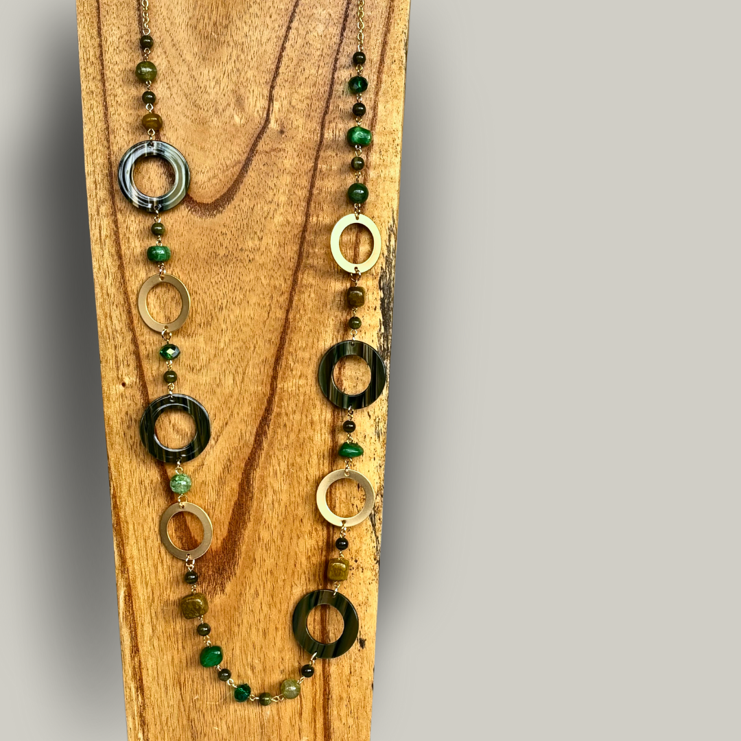 Red Coral - Hollowed Circle Piece Necklace