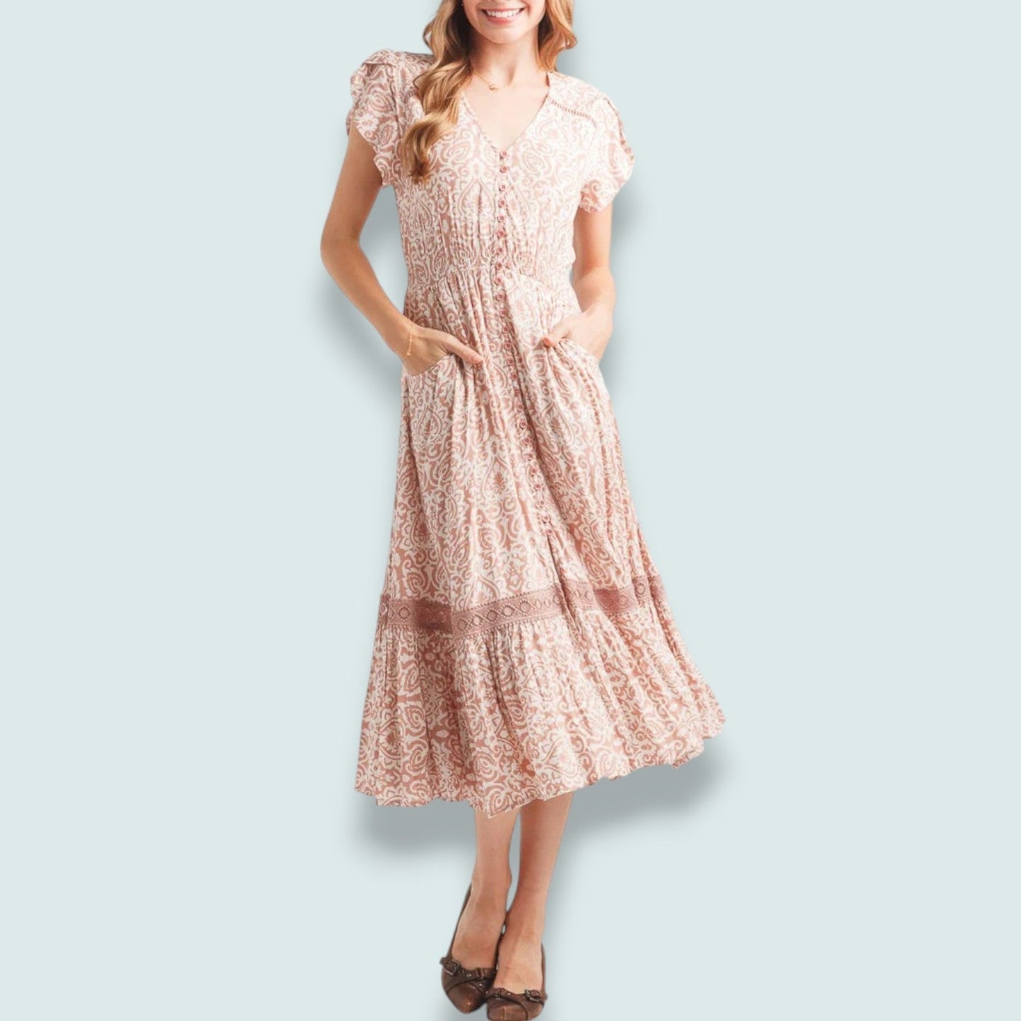 Papillon - Vintage Damask Midi Dress