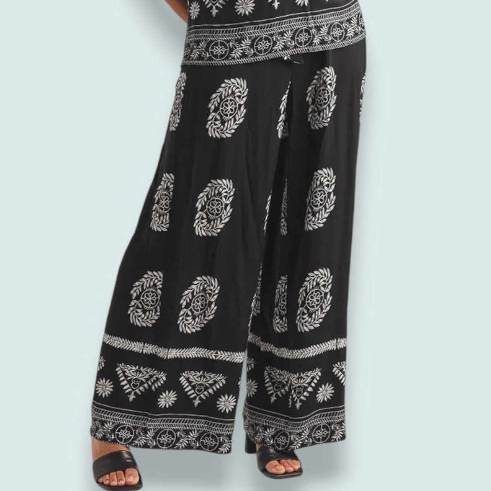Papillon - Border Print Wide Leg Pant