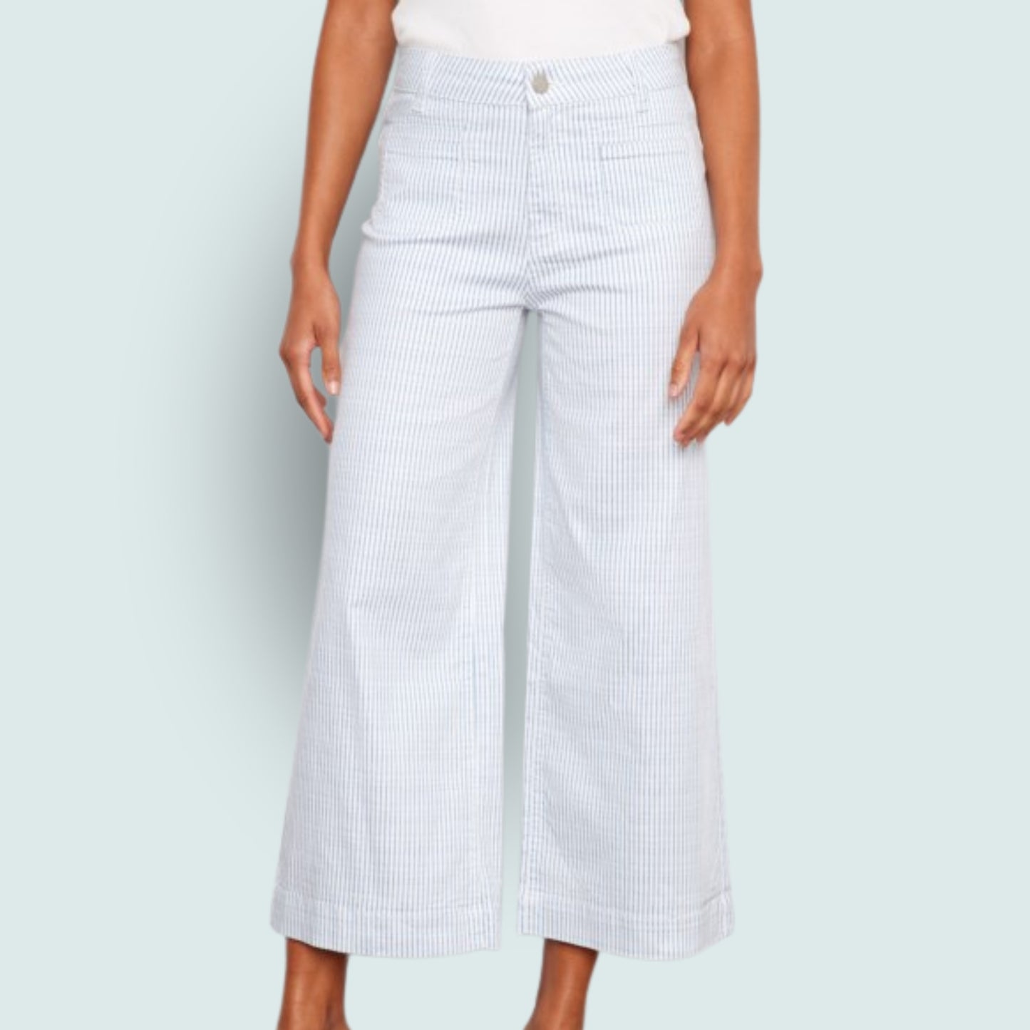 Charlie B - Wide Leg Striped Denim Pants
