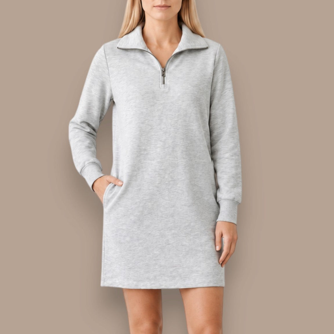 DKR - Ultra-Soft Brushed Fleece Quarter-Zip Dress