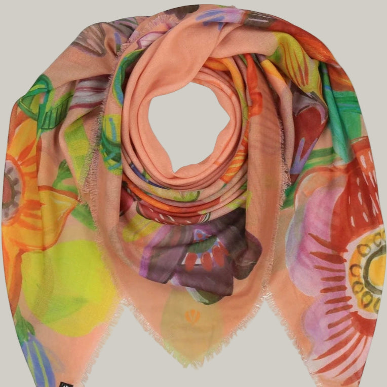 Fraas - Painted Flowers Square Scarf