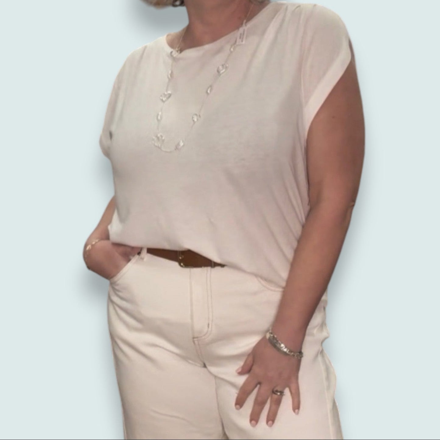 Tribal - Boat Neck Cap Sleeve Top