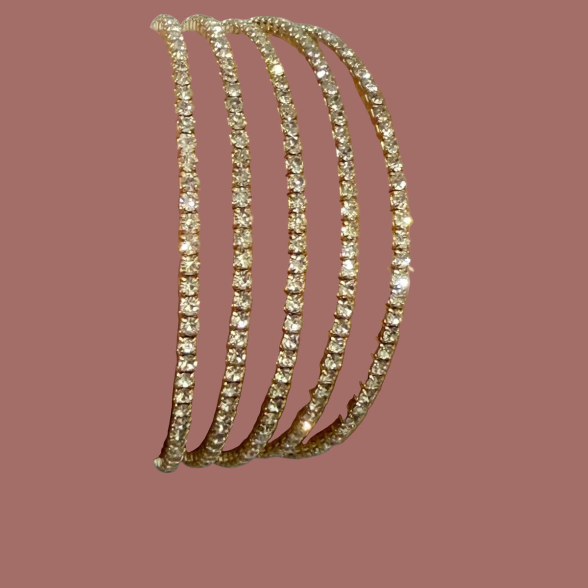 EL-KA - Five Row Crystal Cuff Bracelet