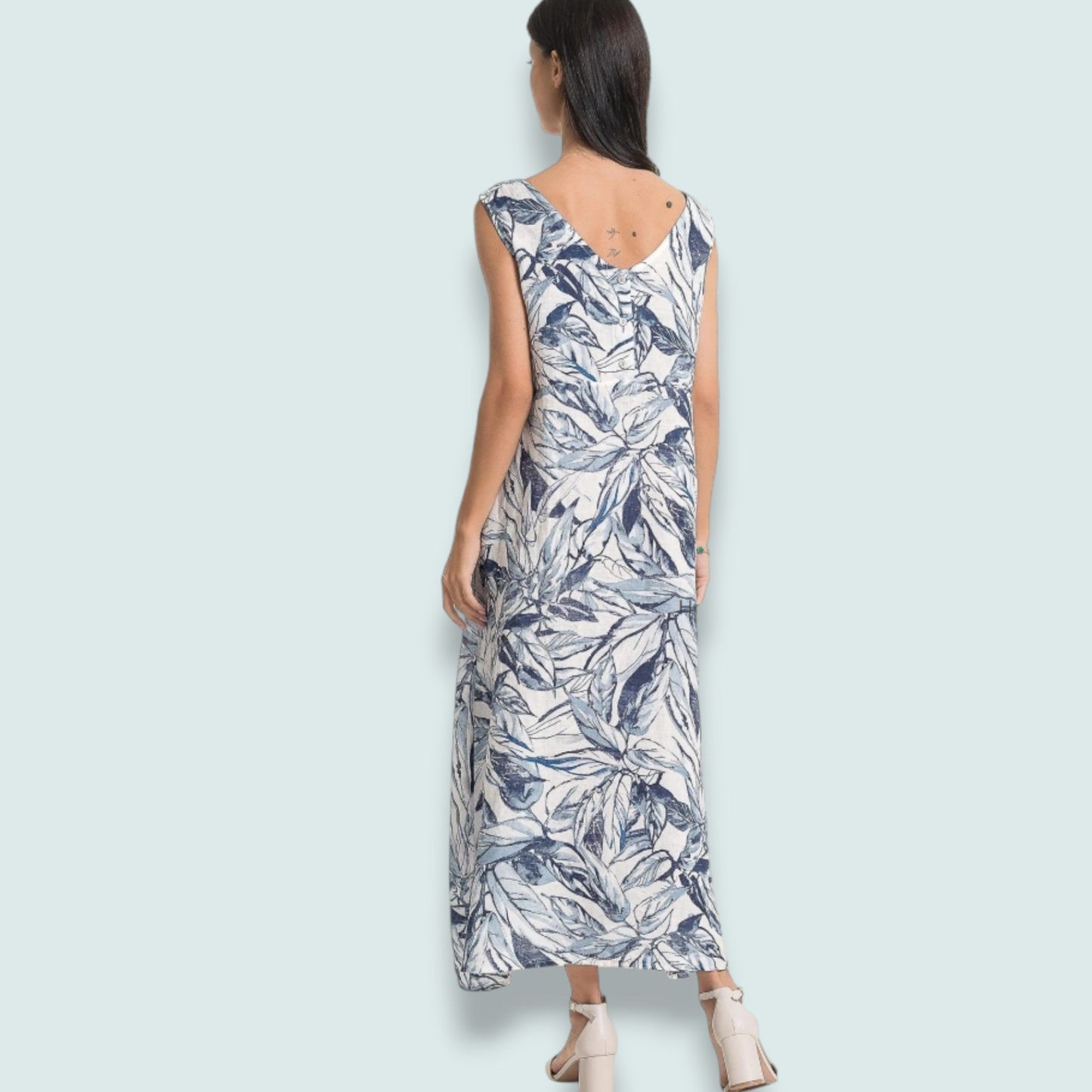 Linen O - Botanical Linen Maxi Dress
