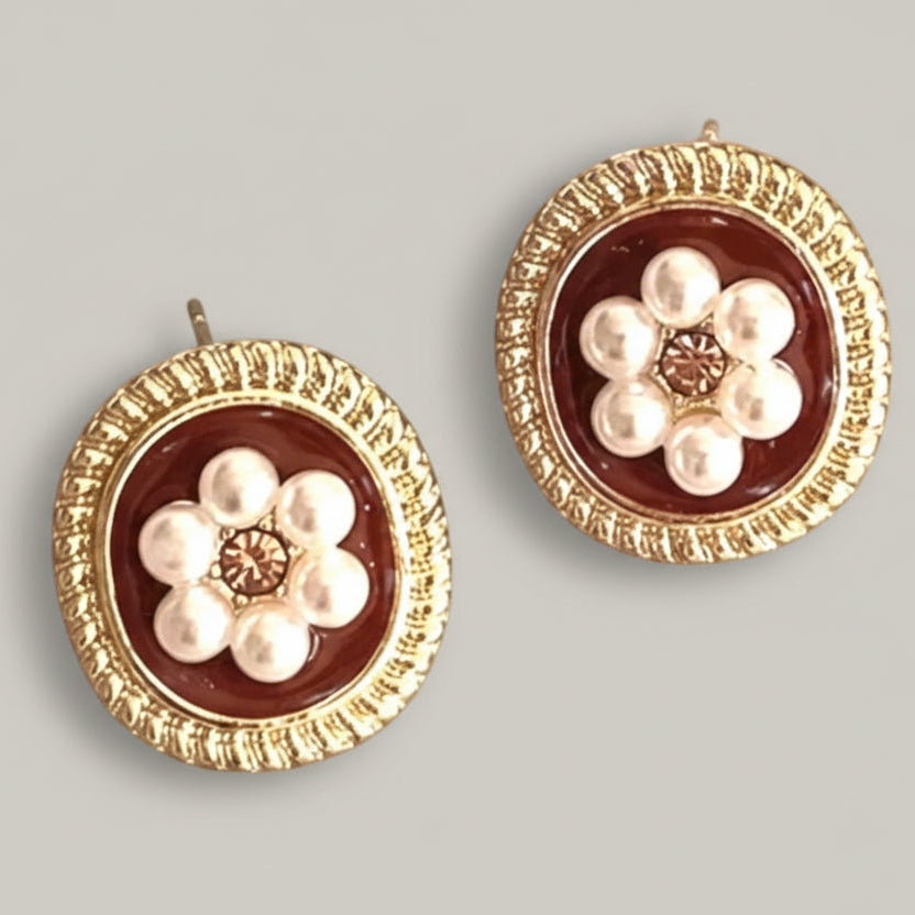 Audrey's - Pearl Rosette Stud Earrings