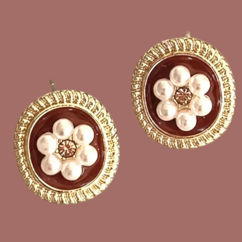 Audrey's - Pearl Rosette Stud Earrings