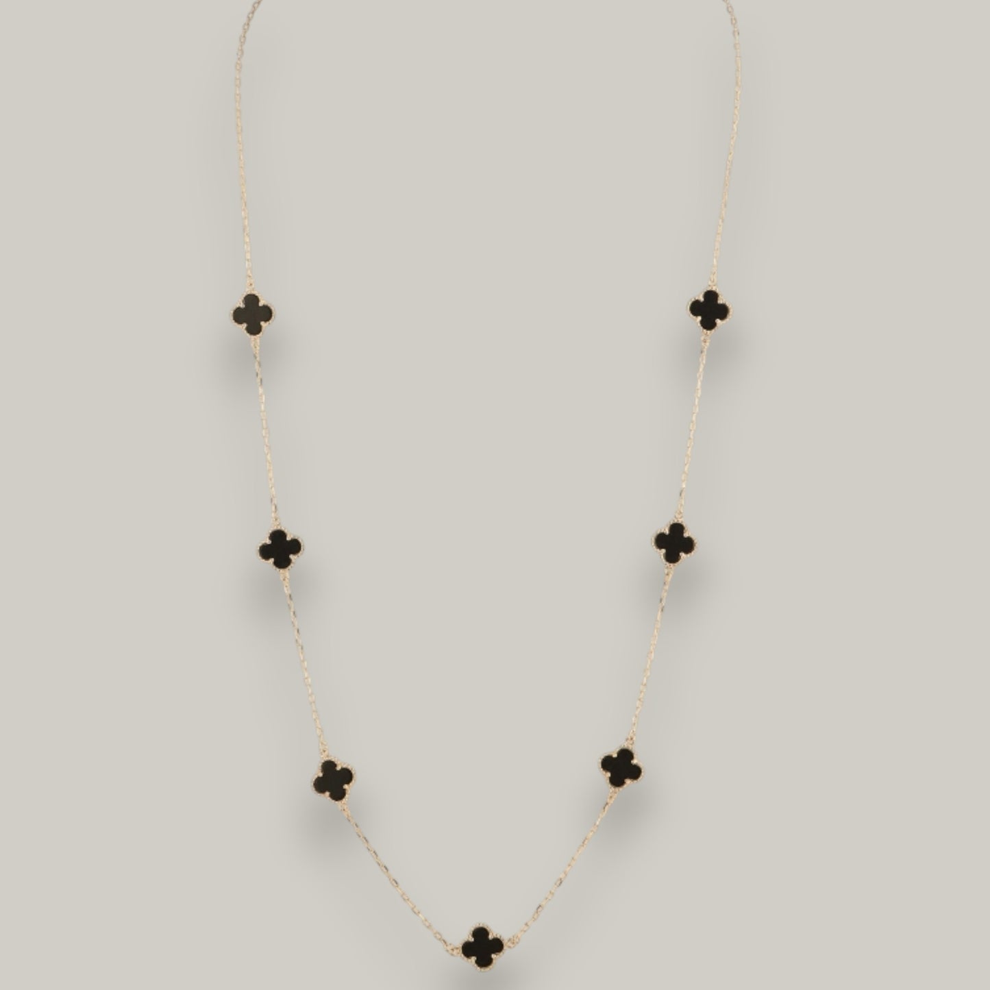 Merx - Black Enamel Clover Necklace