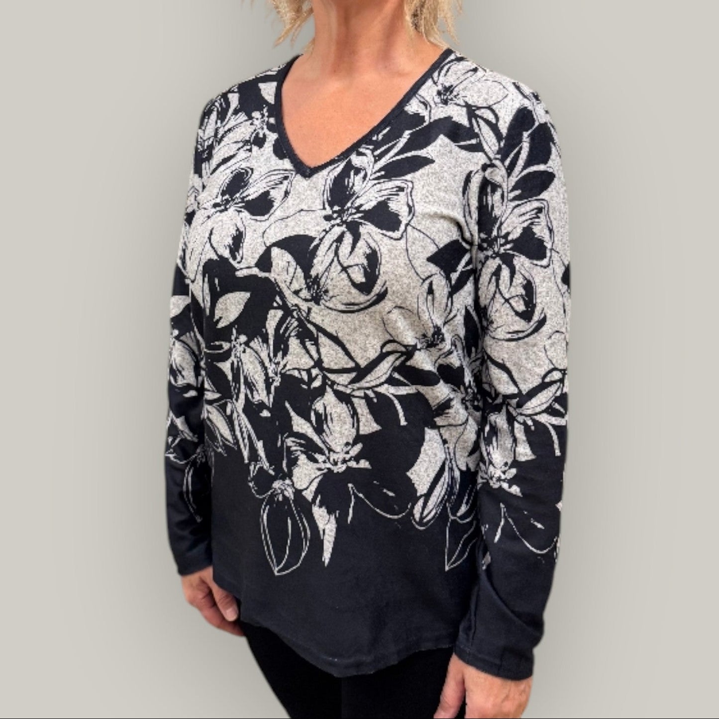 Audrey's - Midnight Petal V-Neck Top