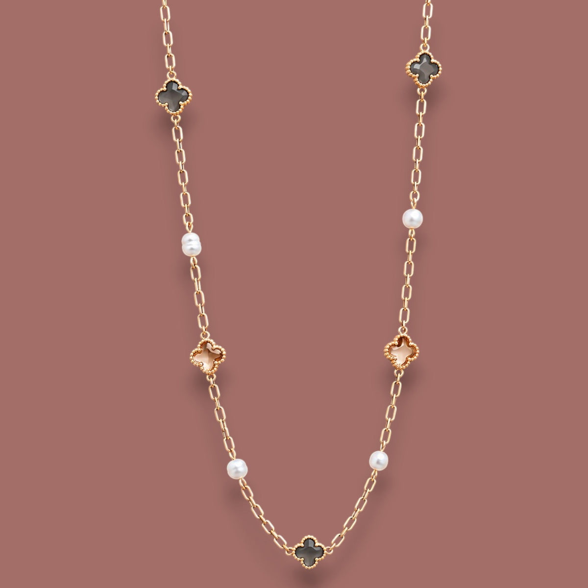Merx - Clover & Pearl Necklace