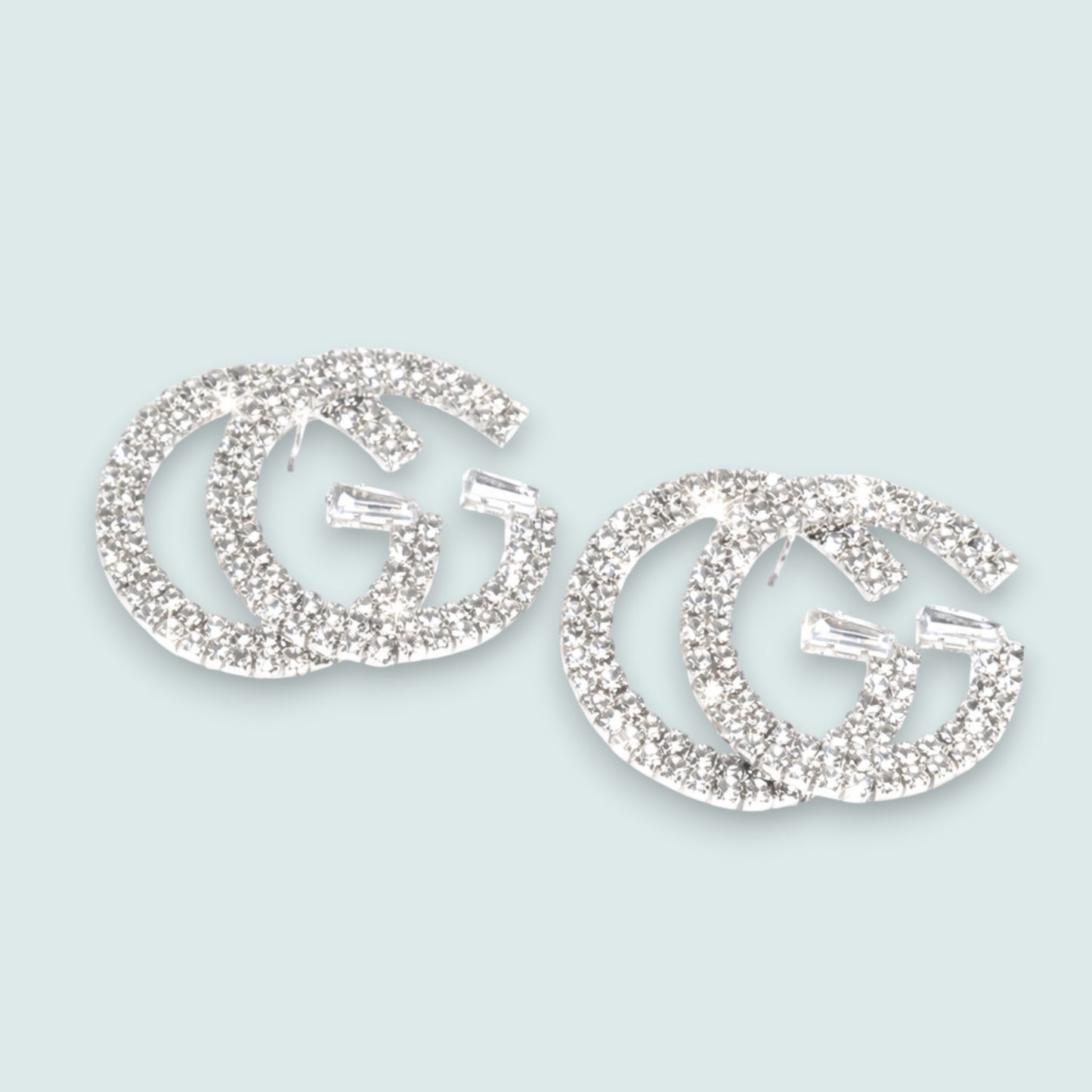 Audrey's - Crystal Pavé Double Initial Stud Earrings