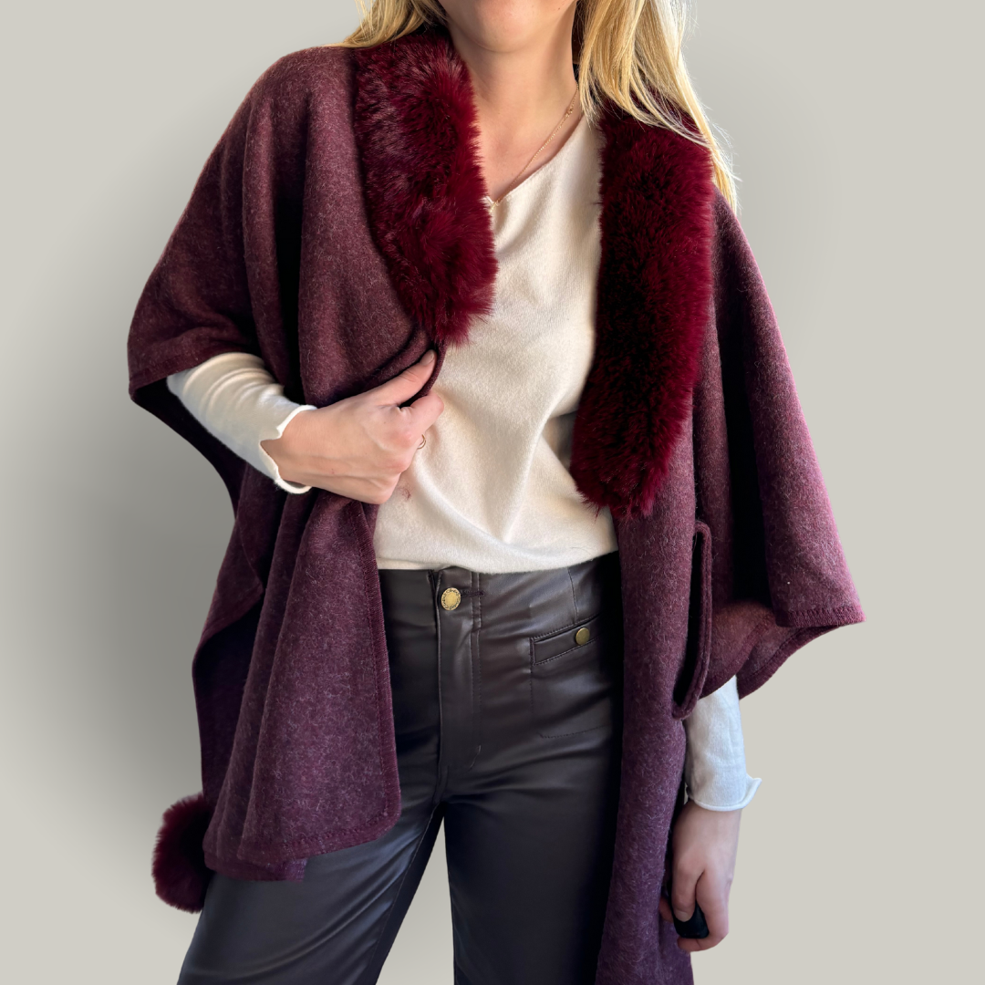 Alina - Faux Fur Collar Cape