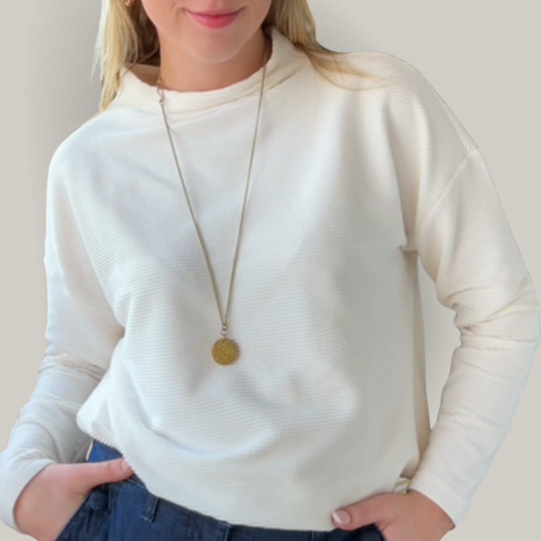 Tribal - Funnel Neck Tunic With Side Slits