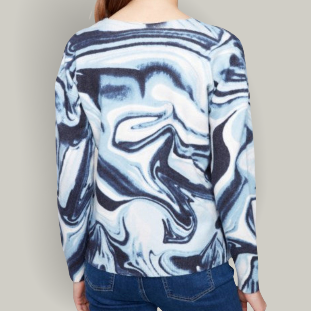 Charlie B - Plushy Printed V-Neck Sweater