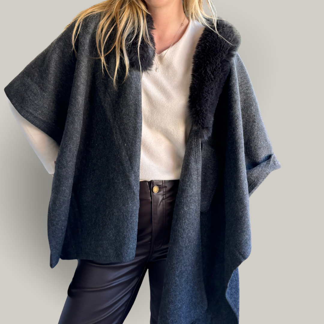 Alina - Faux Fur Collar Cape