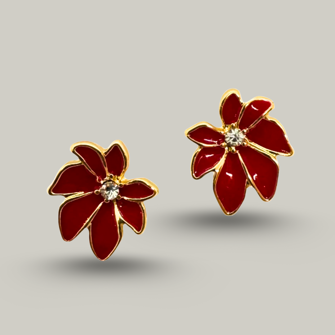 Audrey's - Poinsettia Flower Stud Earrings