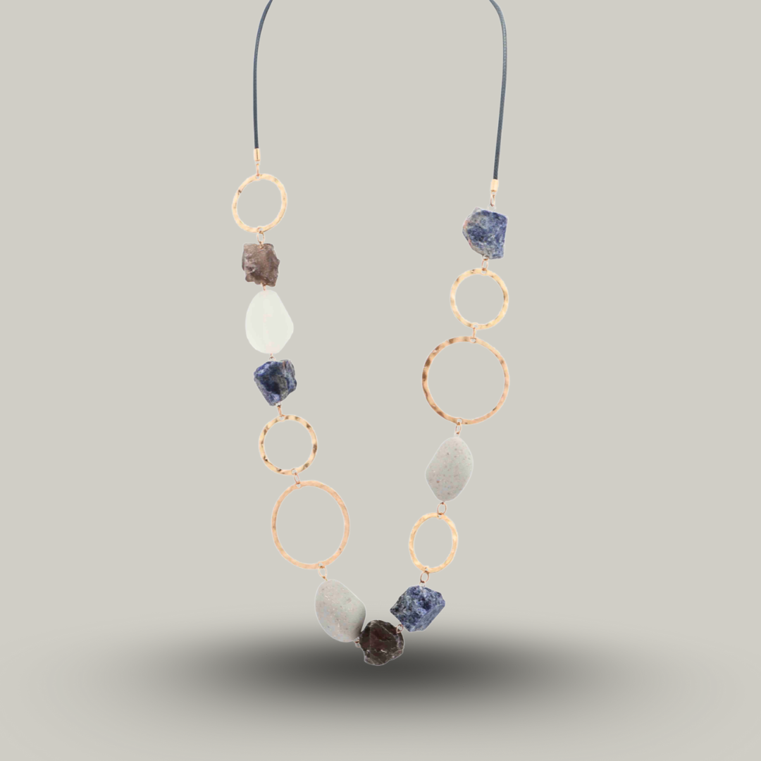 Merx - Gold Rings & Crystal Quartz Necklace
