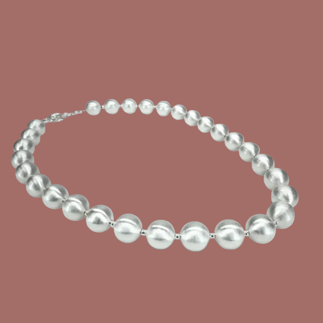 Jacqueline Kent - Brushed Platinum Pearl Necklace