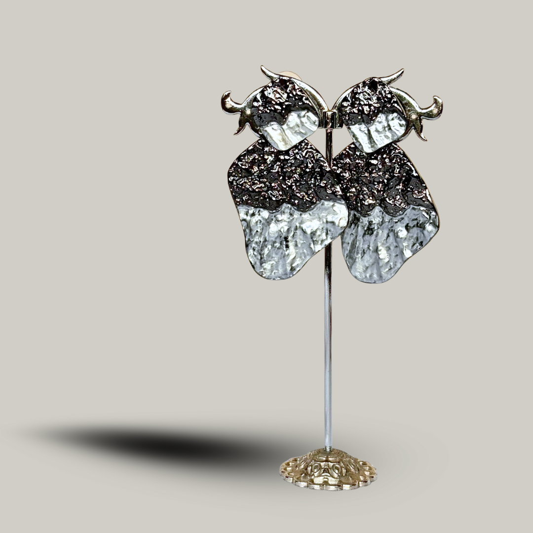 Fashion Jewelry - Two-Toned Textured Earrings