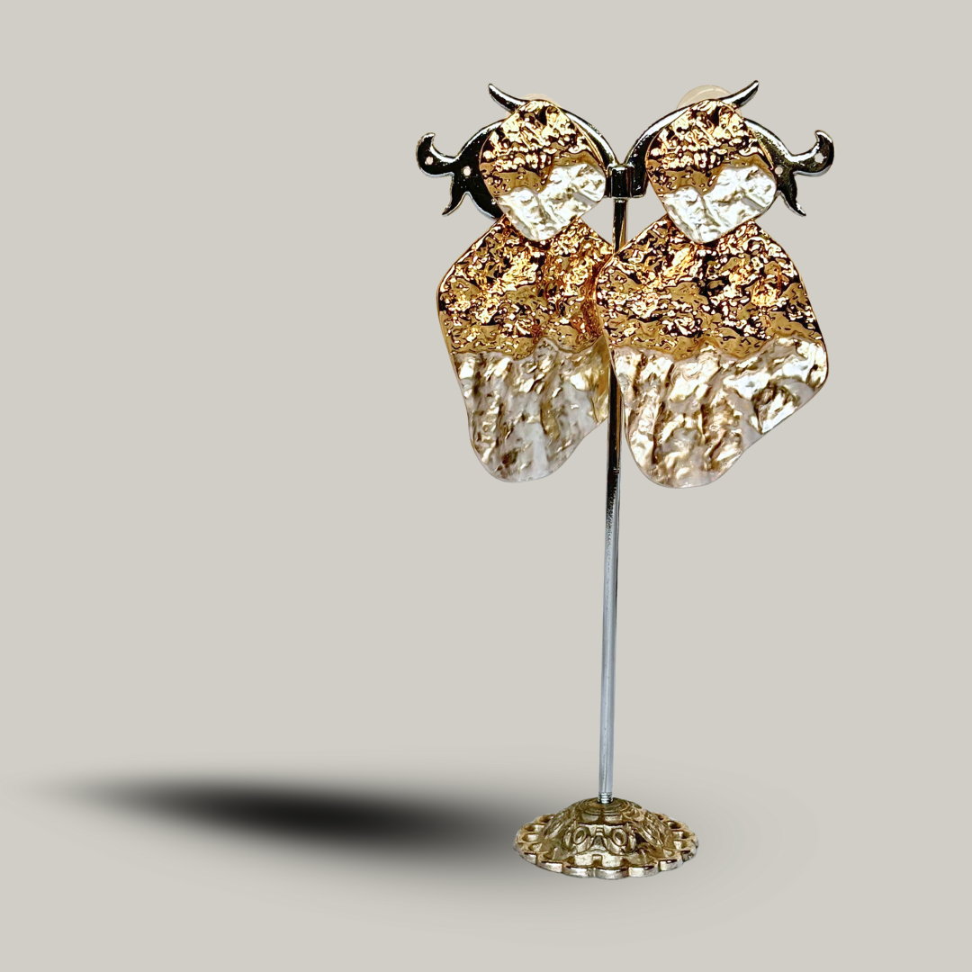 Fashion Jewelry - Two-Toned Textured Earrings