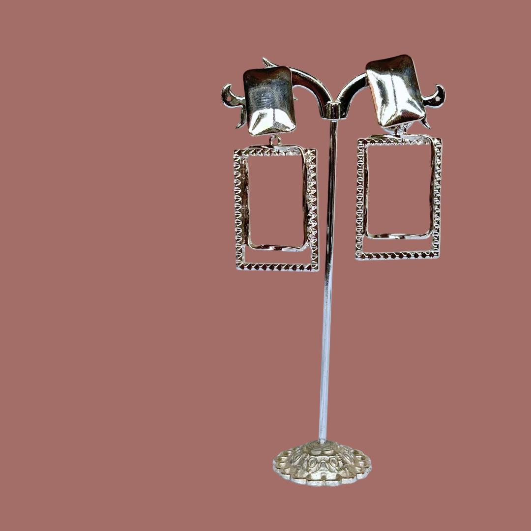 Fashion Jewelry - Double Square Clip-On Earrings