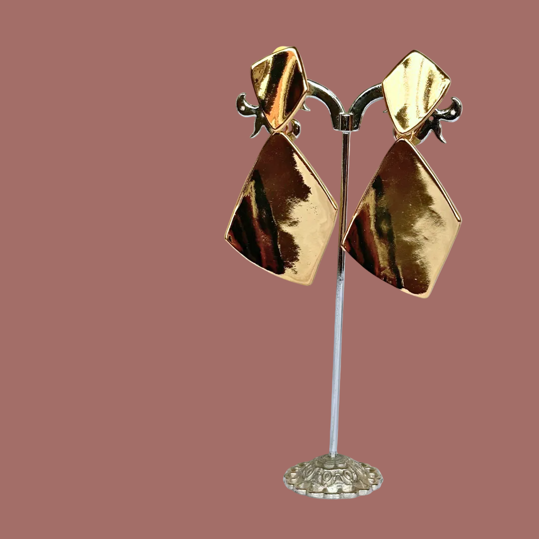 Fashion Jewelry - Double Diamond Clip-On Earrings