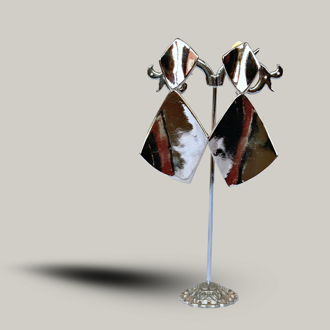 Fashion Jewelry - Double Diamond Clip-On Earrings